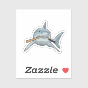 Sticker Requin au baseball avec batte de baseball