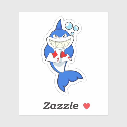 Sticker Requin au Poker avec cartes de Poker (Feuille)