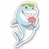 Sticker Requin au Poker avec cartes de Poker (Devant)