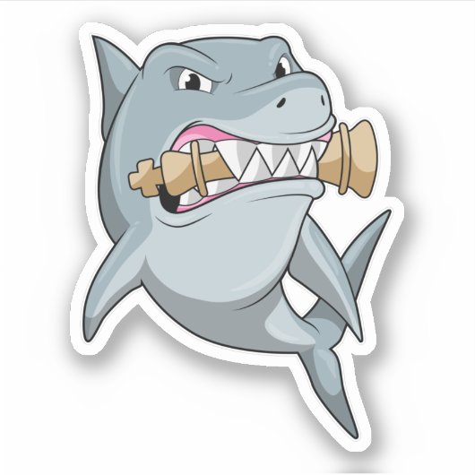 Sticker Requin aux échecs avec pièce d'échecs King (Devant)