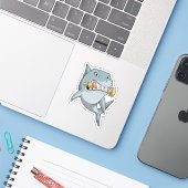 Sticker Requin aux échecs avec pièce d'échecs King (Ordinateur portable avec iPhone)