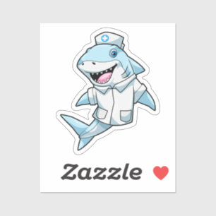 Sticker Requin comme infirmière avec manteau