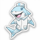 Sticker Requin comme infirmière avec manteau (Recto)