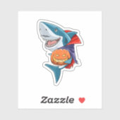 Sticker Requin Halloween Shark Lover Cadeau Citrouille Sha (Feuille)