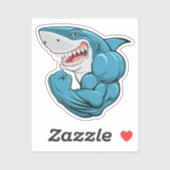 Sticker Requin musculaire fort (Feuille)
