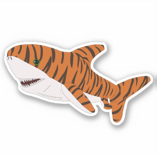 Sticker Requin tigre caricaturé mignon (Devant)