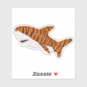 Sticker Requin tigre caricaturé mignon (Feuille)