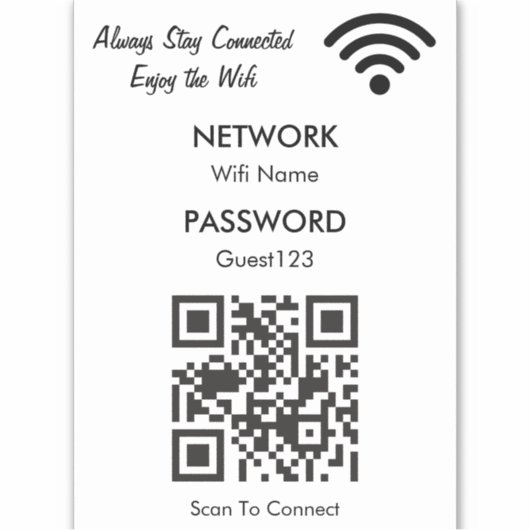 Sticker Réseau Wifi Avec Code QR Texte Personnalisé Pour L (Devant)
