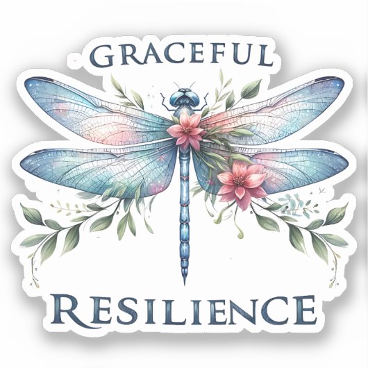 Sticker Résilience gracieuse - libellule artistique (Recto)