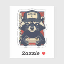 Resist AI - Raccoon Gamer Design, resist ai raccoo