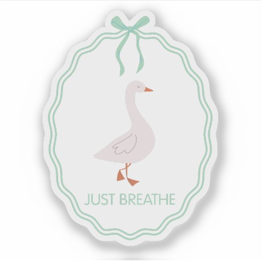 Sticker Respirer tout simplement Cadre de ruban vert d'oie (Devant)