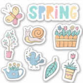 Sticker Ressort en arc-en-ciel Fleurs et Jardin ensemble d (Devant)