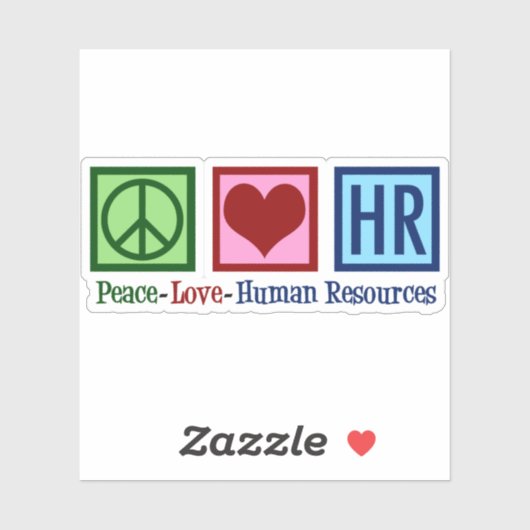 Sticker Ressources humaines Peace Love HR (Feuille)