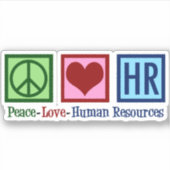 Sticker Ressources humaines Peace Love HR (Devant)