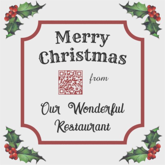 Sticker Restaurant QR Code personnalisé Joyeux Noël (Devant)