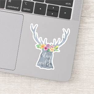 Sticker Restez à l'abri Citation de la Couronne de fleur