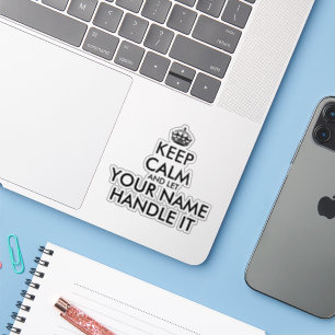 Sticker Restez calme et laissez (nom) le manipuler autocol