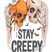 Sticker Restez Déplaisant PNG, Rétro Halloween crâne (Devant)