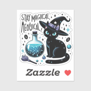 Sticker Restez Magique Sorcière Meowgical Chat Noir Cute V