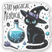 Sticker Restez Magique Sorcière Meowgical Chat Noir Cute V (Recto)