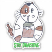 Sticker Restez Pawsitive Funny Cat Cartoon Carnet d'ordina (Devant)