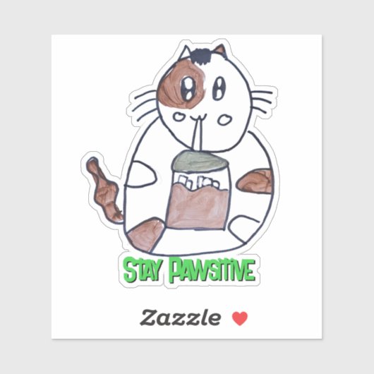 Sticker Restez Pawsitive Funny Cat Cartoon Carnet d'ordina (Feuille)