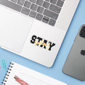 Sticker Restez positif en arabe (Ordinateur portable avec iPhone)