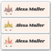 Sticker Retourner à l'école Trois mignons chevalets de nom (Recto)