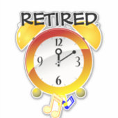 Sticker Retraité—Horloge d'alarme, conception populaire, (Devant)