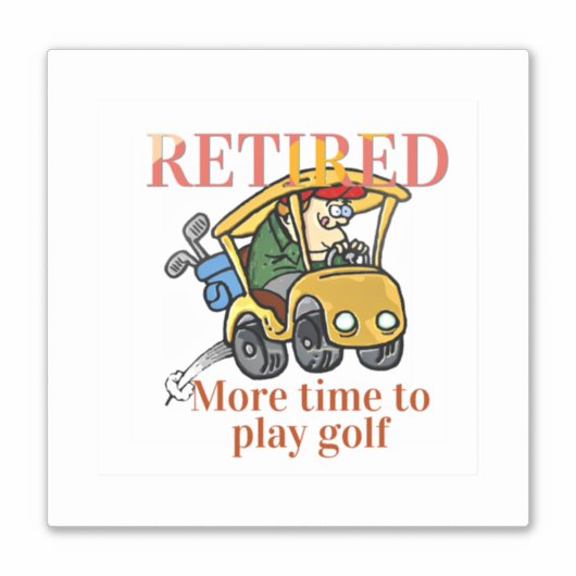 Sticker Retraité, plus de temps pour jouer au golf (Devant)