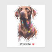 Sticker Retriever au chocolat Labrador, Décal de vinyle "B (Feuille)