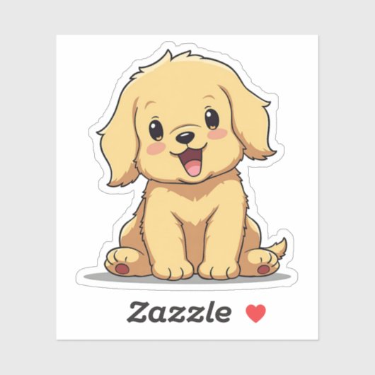 Sticker Retriever Doré, Charme Anime, Petit (Feuille)