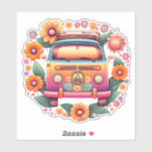 Sticker Retro 1960 Flower Bus Waterproof (Feuille)