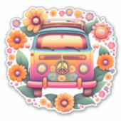 Sticker Retro 1960 Flower Bus Waterproof (Devant)