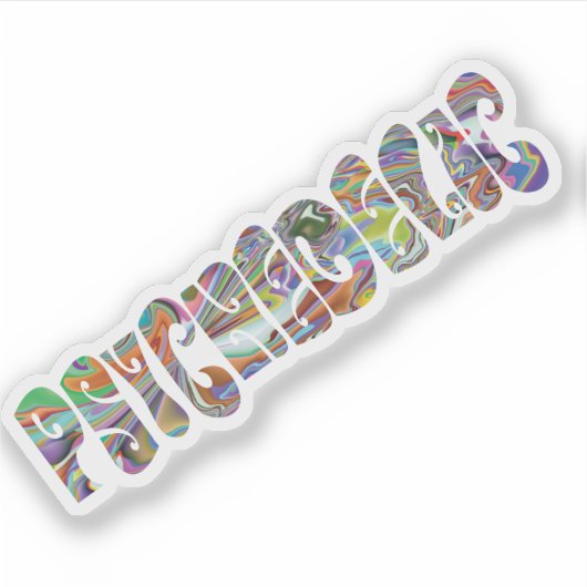 Sticker Retro 1960s Word Psychedelic en Motif coloré (Devant)