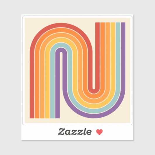 Sticker Retro 1970s Style Arched Stripes Geometric Pattern (Feuille)