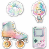 Sticker Retro 90s Pastel Nostalgic 80s, 90s Roller Skate (Devant)