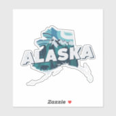 Sticker Retro Alaska Pittoresque Silhouette Vinyl Decal (Feuille)