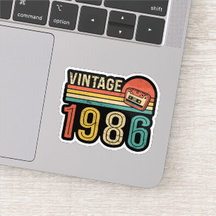 Sticker Rétro Bande Cassette Anniversaire 1986 Nostalgique