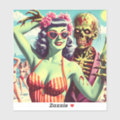 Sticker Retro Beach Zombie Pin Up (Feuille)
