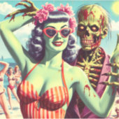 Sticker Retro Beach Zombie Pin Up (Devant)
