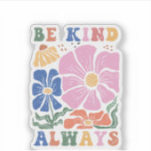 Sticker Retro Boho Colorful Floral – Be Kind Always (Devant)