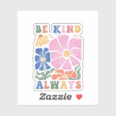 Sticker Rétro Boho Floral Coloré – Soyez Toujours Gentil (Feuille)