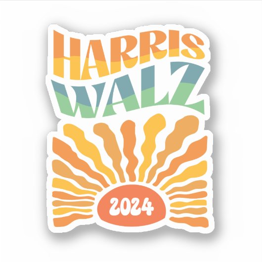 Sticker Retro Boho Harris Walz 2024 (Devant)