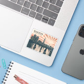 Sticker Retro Boston Voiliers Skyline WPA Vintage Classic (Ordinateur portable avec iPhone)