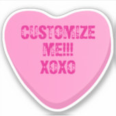 Sticker Retro Candy Heart Personalized Custom Pink Vinyl (Devant)
