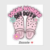 Sticker Retro Clog Social Travailleur hors service étanche (Feuille)