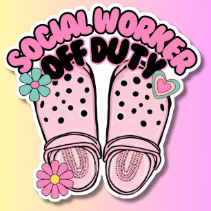 Sticker Retro Clog Social Travailleur hors service étanche