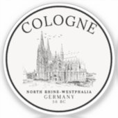 Sticker Retro Cologne Cathedral Germany Panorama (Recto)