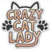 Sticker Retro Crazy Cat Lady Typographie Design (Devant)